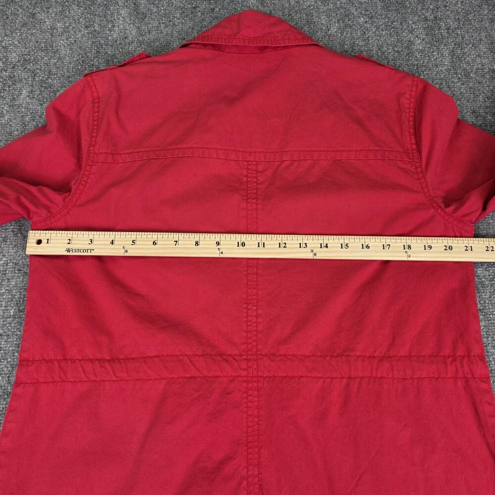 Tommy Hilfiger Coat Womens Large Red Utility Full Zip Trench Coat Pockets Jacket - Picture 4 of 16